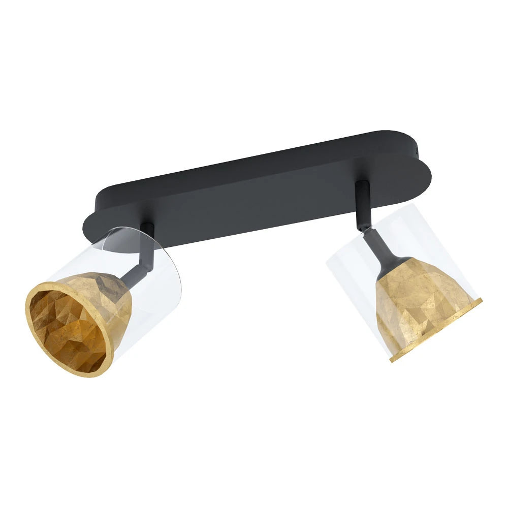 MELITO 2X5,4W Çelik, Alüminyum Siyah, Gold Sıva Üstü Spot