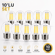E-27 4 Watt 3000 K LED TOP AMPUL - G45 / 10'lu Set
