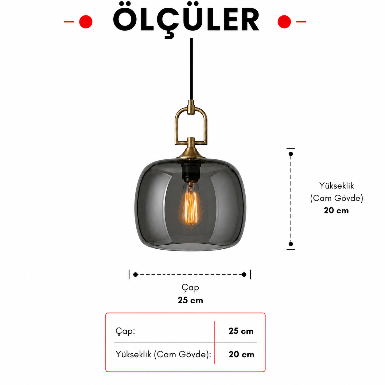 Aurelia Small Füme Cam Sarkıt 3'lü Set