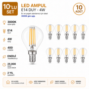 E-14 4 Watt 3000 K LED AMPUL - Top / 10'lu Set