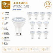 GU-10 4.5 Watt 3000 K LED AMPUL / 10'lu Set