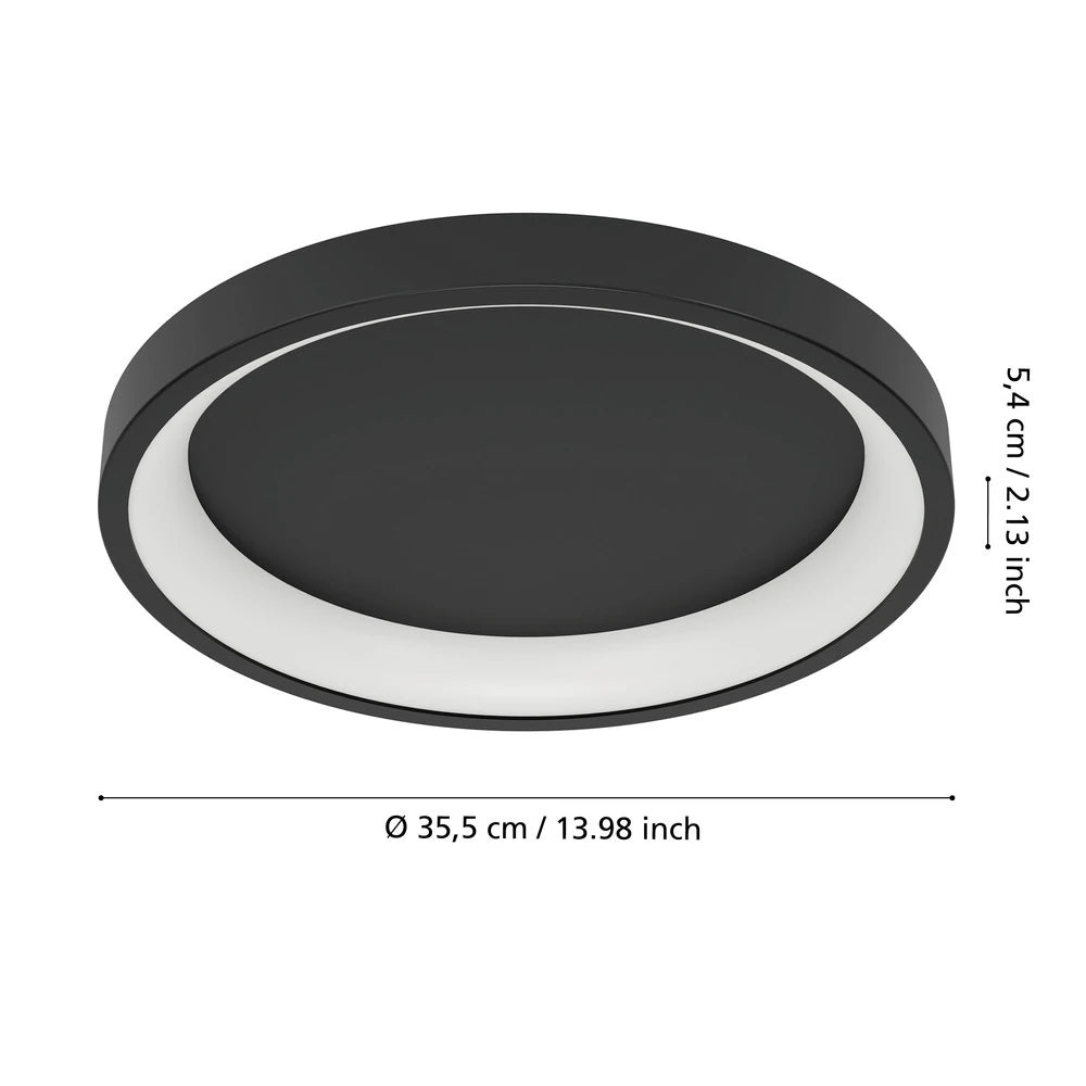 Loretello 35 Cm Siyah Tavan Armatürü