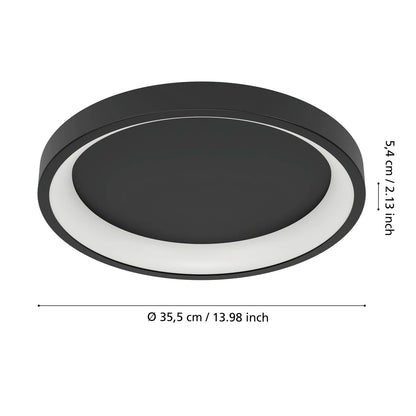 Loretello 35 Cm Siyah Tavan Armatürü