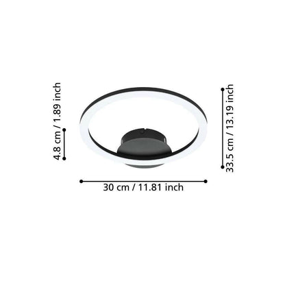 Parrapos 34 Cm Siyah Tavan Armatürü