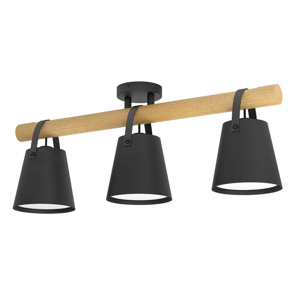 BOYLE 78 Cm Uzunluğunda Çelik, Ahşap Siyah, Kahverengi Tavan Armatürü