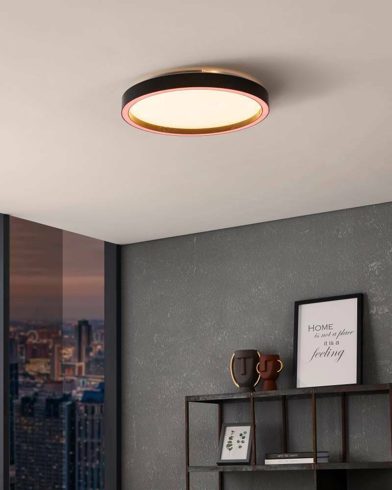 MONTEMORELOS-Z 42 Cm Çapında Alüminyum Siyah Tavan Armatürü RGB