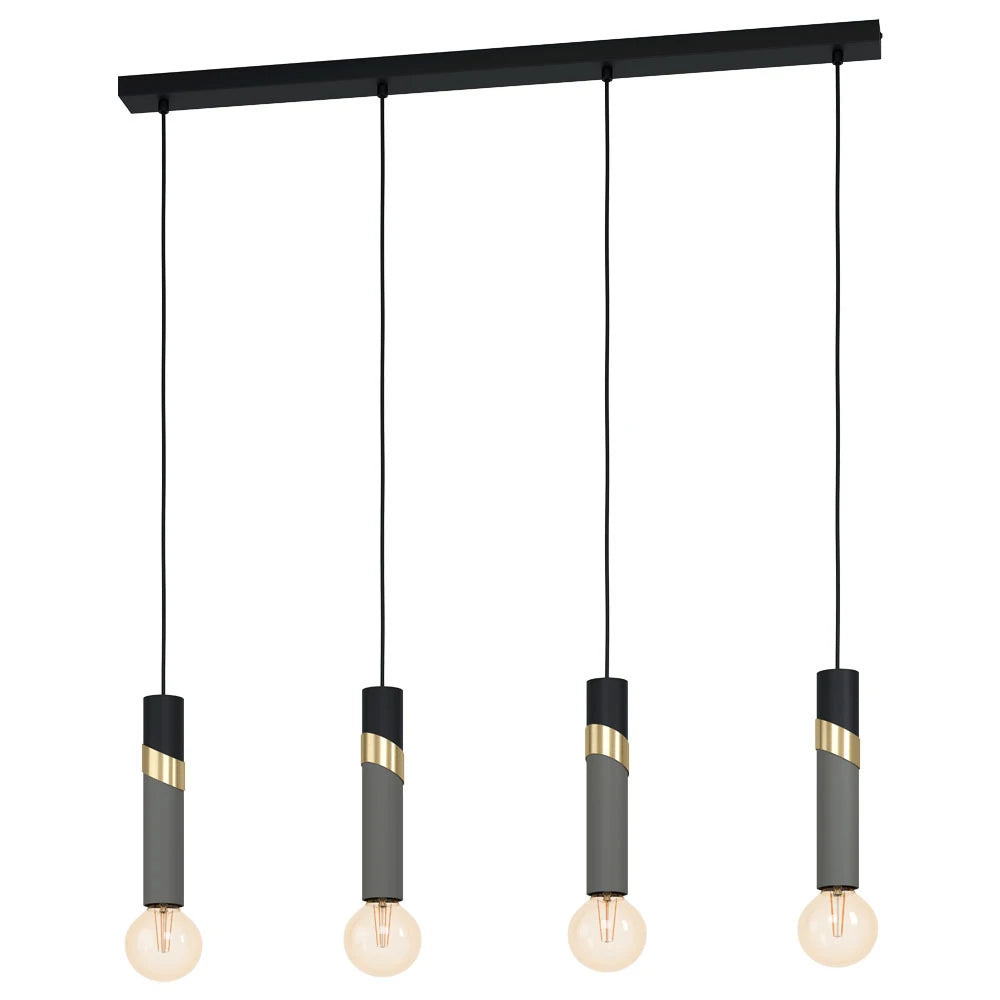 CEDRAL 150 Cm Yüksekliğinde Çelik Siyah, Fırçalanmış Pirinç, Umbra Gri Sarkıt Avize