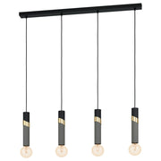 CEDRAL 150 Cm Yüksekliğinde Çelik Siyah, Fırçalanmış Pirinç, Umbra Gri Sarkıt Avize