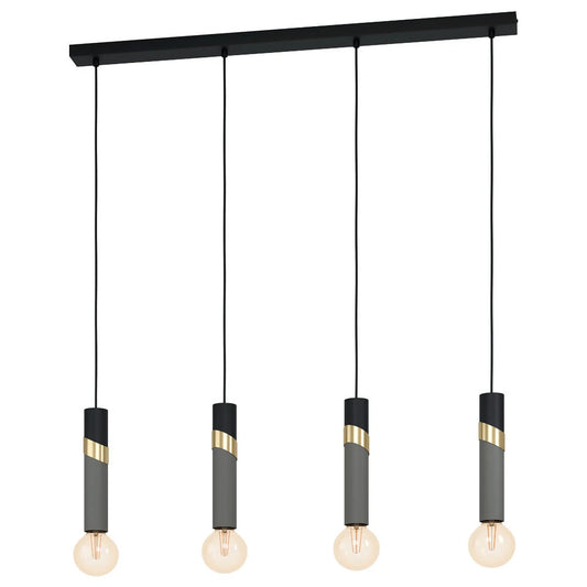 CEDRAL 150 Cm Yüksekliğinde Çelik Siyah, Fırçalanmış Pirinç, Umbra Gri Sarkıt Avize