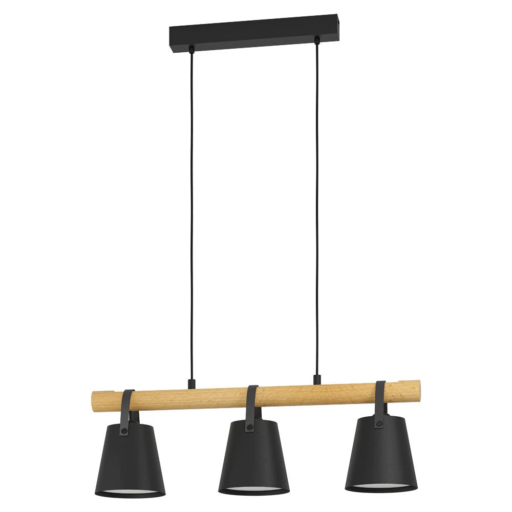 BOYLE 110 Cm Yüksekliğinde Çelik, Ahşap Siyah, Kahverengi Sarkıt Avize