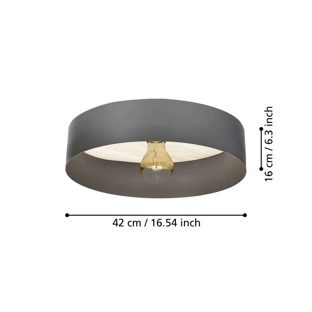 Duada 42 Cm Koyu Gri Tavan Armatürü