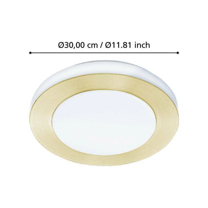 LED CARPI 30 Cm Fırçalanmış Pirinç Tavan Armatürü Ip44