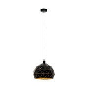 ROCCAFORTE 40 Cm Çapında Çelik Siyah, Gold Sarkıt Avize